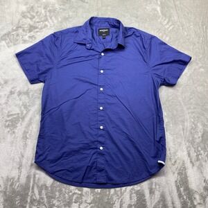Bonobos Stretch Short Sleeve Button Down Shirt Blue Standard Fit Men's Large